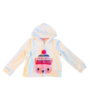 Gymboree Girls White Hoodie with Bear Design Cotton Size 4T-5T